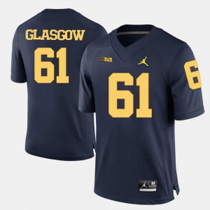 Navy Blue Michigan Wolverines Graham Glasgow Jersey For Men's College Football NCAA #61 915425-860