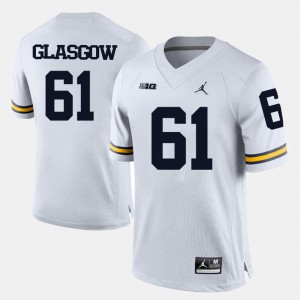#61 Stitched White Mens College Football University of Michigan Graham Glasgow Jersey 424621-476