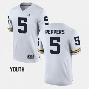 University of Michigan Jabrill Peppers Jersey Alumni Football Game White Kids Official #5 142758-508
