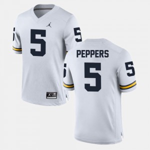 Wolverines Jabrill Peppers Jersey #5 White For Men's Alumni Football Game NCAA 800821-354