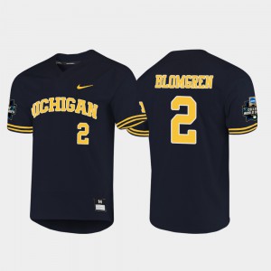 For Men's Navy 2019 NCAA Baseball College World Series University Michigan Jack Blomgren Jersey #2 949524-352