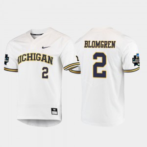 2019 NCAA Baseball College World Series Stitch Mens White Michigan Wolverines Jack Blomgren Jersey #2 656548-956