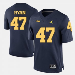 College Football #47 Michigan Jake Ryan Jersey Navy Blue For Men Stitched 481847-562