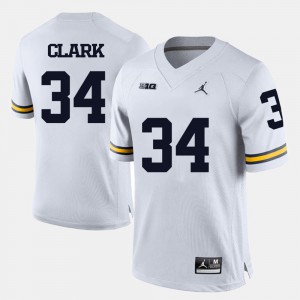 #34 College Football High School White University of Michigan Jeremy Clark Jersey For Men 261519-956
