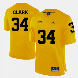 Mens College Football Embroidery Yellow University of Michigan Jeremy Clark Jersey #34 644782-141