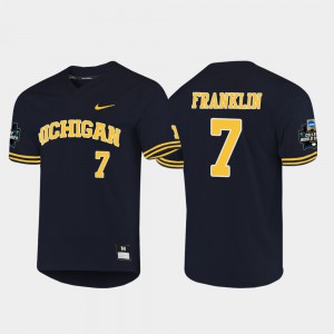 2019 NCAA Baseball College World Series Navy Michigan Jesse Franklin Jersey Player #7 For Men's 977338-329