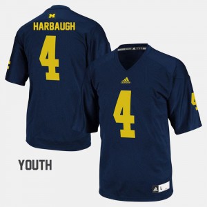 College Football Stitched For Kids Navy #4 Michigan Jim Harbaugh Jersey 385955-149