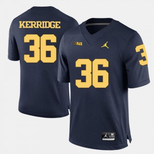 Navy Blue For Men's University of Michigan Joe Kerridge Jersey #36 College Football Alumni 153156-901