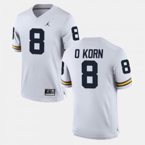 Official U of M John O'Korn Jersey For Men's Alumni Football Game White #8 703268-721