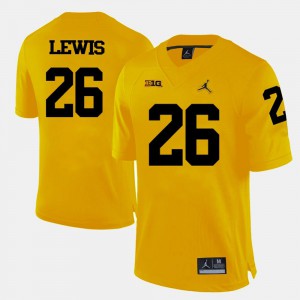 U of M Jourdan Lewis Jersey For Men College Football #26 Yellow Stitch 495269-412