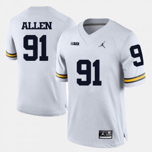 #91 Embroidery Michigan Kenny Allen Jersey White College Football For Men's 741437-996