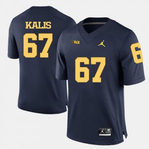 College Football U of M Kyle Kalis Jersey #67 For Men High School Navy Blue 638580-551