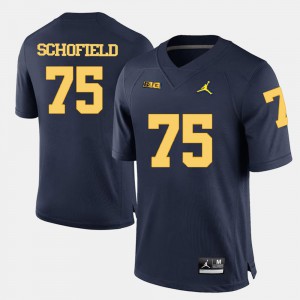 Michigan Michael Schofield Jersey Navy Blue College Football Mens #75 University 839536-892