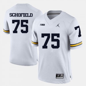#75 Michigan Wolverines Michael Schofield Jersey White Mens College Football Stitch 528388-133