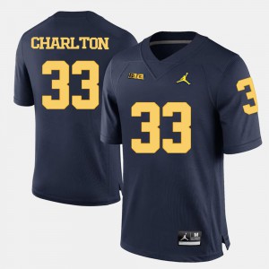 For Men's College Football Navy Blue #33 Michigan Wolverines Taco Charlton Jersey Player 629930-760