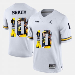 Michigan Wolverines Tom Brady Jersey Men's Player #10 White Player Pictorial 534205-873
