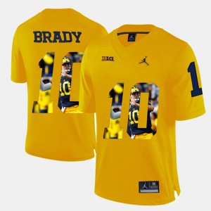 #10 Mens Player Pictorial University of Michigan Tom Brady Jersey Yellow NCAA 820900-611