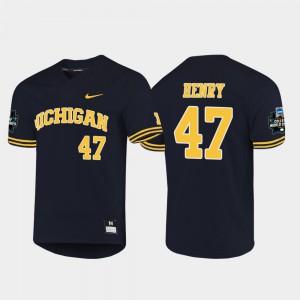 Men NCAA 2019 NCAA Baseball College World Series #47 Navy Wolverines Tommy Henry Jersey 369614-319