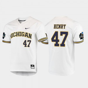For Men White 2019 NCAA Baseball College World Series #47 Official Michigan Tommy Henry Jersey 410430-917