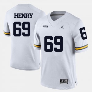 Men College Football White #69 College University of Michigan Willie Henry Jersey 394614-977