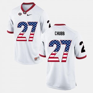UGA Nick Chubb Jersey US Flag Fashion White University For Men's #27 850645-429