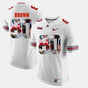 Embroidery White Ohio State Noah Brown Jersey #80 Mens Pictorial Fashion 243839-960
