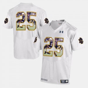 Player Pictorial White ND Jersey Official #25 For Men 924107-975