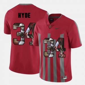 Ohio State Buckeye CameCarlos Hyde Jersey Player Red Men Pictorial Fashion #34 112476-914