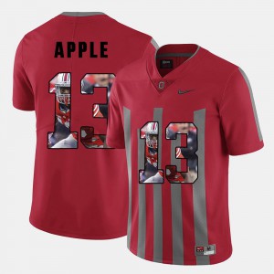Mens Red Stitch OSU Buckeyes Eli Apple Jersey #13 Pictorial Fashion 575321-532