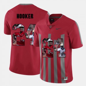 Pictorial Fashion Mens OSU Buckeyes Malik Hooker Jersey Red #24 Embroidery 446110-137