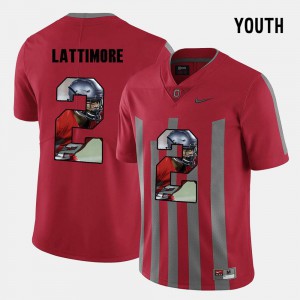 Pictorial Fashion #2 Ohio State Buckeyes Marshon Lattimore Jersey Red Official Youth(Kids) 524418-381