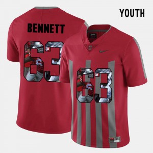 Pictorial Fashion Youth Red #63 College Ohio State Buckeye Michael Bennett Jersey 540001-989