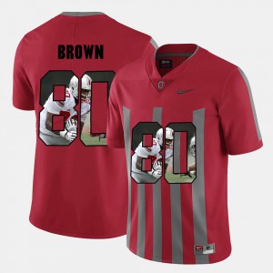 #80 University Ohio State Buckeyes Noah Brown Jersey For Men Red Pictorial Fashion 679909-344