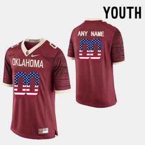 US Flag Fashion Red Youth(Kids) University University Of Oklahoma Custom Jerseys #00 509257-869