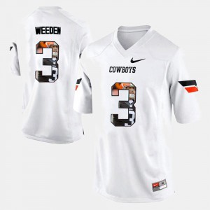 Stitched #3 OK State Brandon Weeden Jersey Player Pictorial White For Men's 297673-735