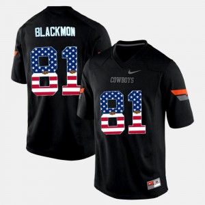 Oklahoma State Cowboys Justin Blackmon Jersey #81 Embroidery Black Mens US Flag Fashion 963385-142