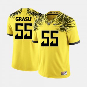 Oregon Ducks Hroniss Grasu Jersey Stitched Yellow College Football #55 Men's 956927-759