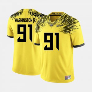 For Men's College Football #91 Alumni Yellow Oregon Ducks Tony Washington Jr. Jersey 821830-804