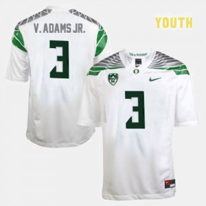 Youth(Kids) White College Football College #3 Oregon Ducks Vernon Adams Jersey 606401-864