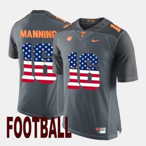 US Flag Fashion #16 TN VOLS Peyton Manning Jersey Mens Gray University 848929-254