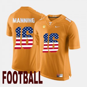 Alumni Orange UT VOLS Peyton Manning Jersey #16 Men US Flag Fashion 182874-508