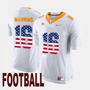 Stitched Tennessee Peyton Manning Jersey #16 US Flag Fashion White For Men 194543-232