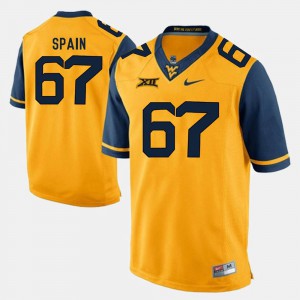 For Men's Alumni Football Game College Mountaineers Quinton Spain Jersey Gold #67 898461-705