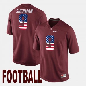 US Flag Fashion Men's Player #9 Cardinal Stanford University Richard Sherman Jersey 399433-324