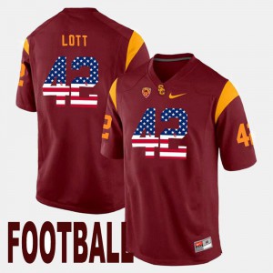 For Men's Maroon US Flag Fashion Alumni USC Trojans Ronnie Lott Jersey #42 684374-600