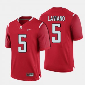 High School Men's College Football Red #5 Rutgers Chris Laviano Jersey 593250-621
