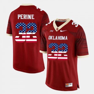 Men's Official US Flag Fashion OU Samaje Perine Jersey #32 Crimson 560844-214