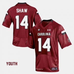 #14 Embroidery Red Youth College Football USC Gamecock Connor Shaw Jersey 716192-702