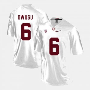 Player White #6 Mens College Football Stanford University Francis Owusu Jersey 690408-954