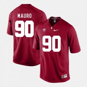 Men's #90 College Football Stanford Josh Mauro Jersey Stitched Cardinal 735456-208